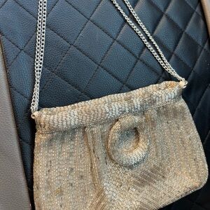 Chic Gold Beaded Shoulder Bag
